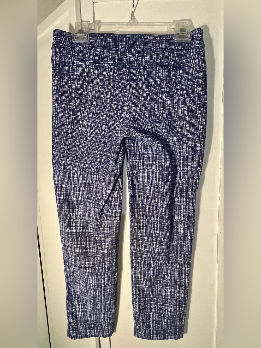 new directions Women’s Sz 6 Navy & White grid Patterned spandex Pants
